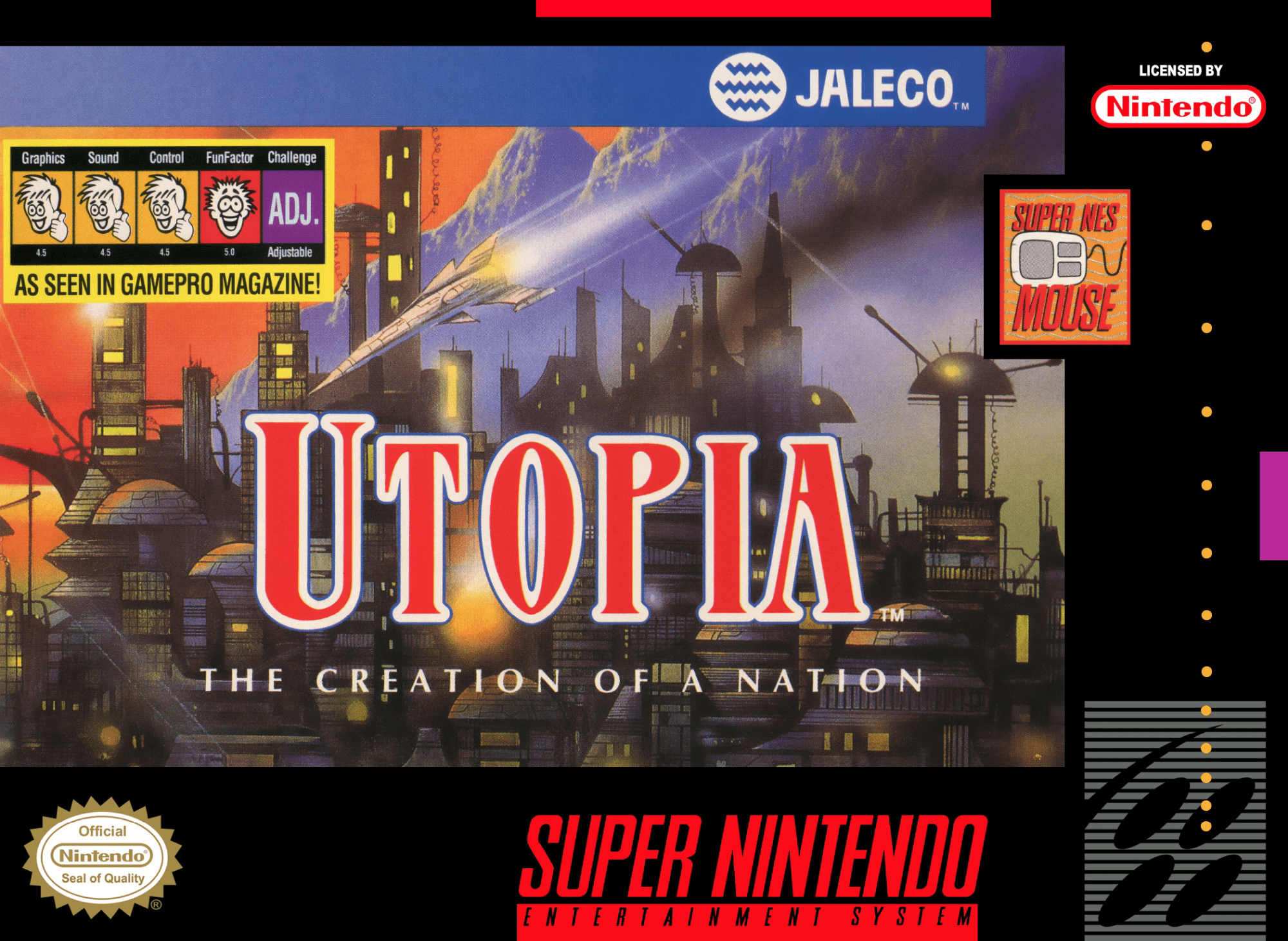 Utopia The Creation of a Nation box art for Super Nintendo